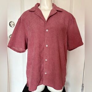 NWT Alpha Beta Men’s Corduroy Short Sleeve Shirt Canyon Color L